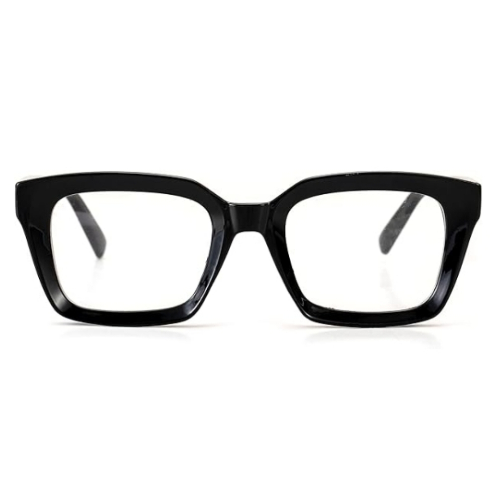 Non Prescription Thick Square Frame Clear Lens Eyeglasses Black